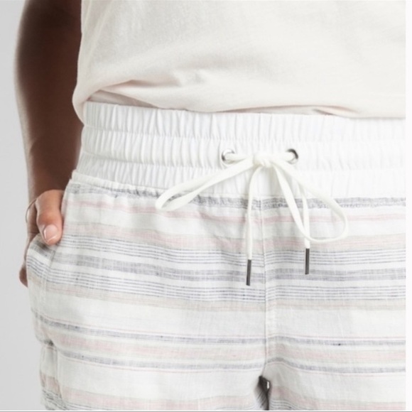 Athleta Cabo Beachside Striped Linen Athletic Athleisure Shorts 2 - Picture 11 of 11